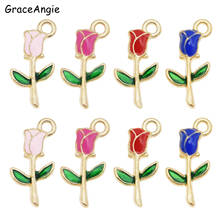 8pcs Mix Rose Flower Charms For Jewelry Princess Party Necklace Earrings Cartoon Alloy christmas craft Women Pendant Bracelet 2024 - buy cheap