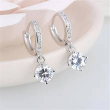Fashion Silver Color Mosaic CZ Four Claws Zircon Drop Earring for Women Wedding Brincos Pendientes femme Dangle Earrings eh1307 2024 - buy cheap