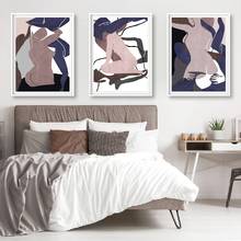 Impresiones de arte de pared púrpura abstracto femenino, arte erótico de mujer, póster moderno de arte desnudo, pintura de lienzo corporal rosa, decoración del hogar 2024 - compra barato