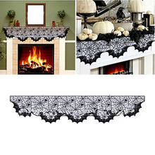 Halloween Black Lace Fireplace Mantle Scarf Cover Spider Web Bats Runner Door Window Curtain Kitchen Festival Party Decor 2024 - buy cheap