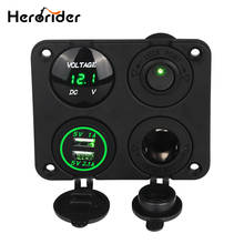 Car Cigarette Lighter Socket Splitter Marine Car RV Truck 4 Hole Panel Dual USB Charger Voltmeter 12V Socket Switch Panel 2024 - buy cheap