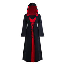 Disfraces de Halloween para mujer, traje de bruja y vampiro, vestido Medieval, Victoriano, gótico, mago, capa con capucha 2024 - compra barato