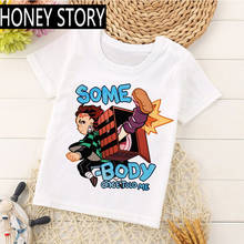 Camiseta divertida de Demon Slayer para niños y niñas, camisa de Anime japonés Kimetsu No Yaiba, playera de dibujos animados Kawaii 2024 - compra barato