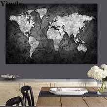 Карта мира 5D Сделай Сам Алмазная картина доллар абстрактная черно-белая художественная полностью квадратная Мозаика горный хрусталь вышивка крестиком 2024 - купить недорого