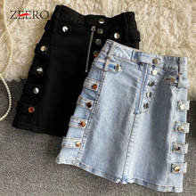 Summer Vintage Denim Skirts Womens High Waist Bottons Zipper Harajuku Black Jean Mini Skirt Korean Fashion Clothing Streetwear 2024 - buy cheap