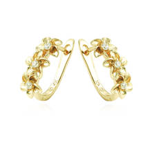 MxGxFam New Arrivals 14 K Light  Gold Color Flowers Hoop Earrings For Women AAAA+ Zircon Fashion Jewelry 2024 - buy cheap