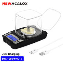 NEWACALOX 100 г/50 г x 0,001 г Мини цифровые электронные весы USB зарядка весы точные ювелирные изделия медицина лабораторные весы 2024 - купить недорого