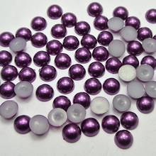 200 темно-фиолетовый полужемчужный бисер 10 мм с плоской задней поверхностью, круглые драгоценные камни для скрапбукинга 2024 - купить недорого