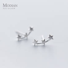 Modian-pendientes de plata de ley 925 con estrellas esmeriladas para mujer, aretes de tuerca para mujer, para niña regalo del Día de San Valentín, pendiente coreano con encanto 2024 - compra barato