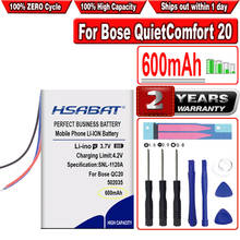 HSABAT 600mAh 502035 Battery for Bose QC20 QuietComfort 20 dvr GPS mp3 car dvr PR-452035 2024 - buy cheap