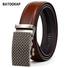 Men's Belt High Leather High Quality Luxury Cowhide Ratchet Belts Vintage Alloy Auto Buckle Male Waist Strap Brown Casual Style 2024 - buy cheap