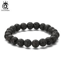 ORSA JEWELS Men Lava Rock Bracelet for Women Natural Stone Bracelet Elastic Rope 8mm Round Beads Bracelet Jewelry Gift GMB27 2024 - buy cheap