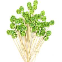 Bamboo Pick Buffet Tropical Leaves Cupcake Fruit Fork Dessert Salad Stick Cocktail Skewer for Party Decor 2024 - buy cheap