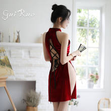 Sexy Retro Cheongsam Dress Women's Side Split Temptation  Lingerie Back Bandage Chinese Mini Dresses Autumn and Winter Uniform 2024 - buy cheap