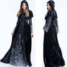 Disfraz de bruja gótica para mujer, vestido lujoso de color negro, Medieval, renacentista, para Halloween y cosplay 2024 - compra barato