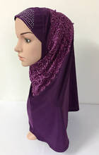 Pañuelo musulmán de encaje para mujer, Hijab islámico, chales árabes, turbante, tocado 2024 - compra barato