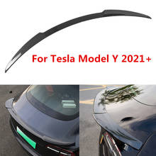 Aerofólio traseiro para carro, de fibra de carbono abs estilo de carro, para tesla model y spoiler 2020 2021 2022 + decoração 2024 - compre barato
