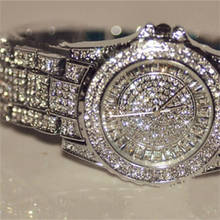 Relógio feminino zegarek damski, relógio de pulso feminino quartz dourado cristais 2024 - compre barato