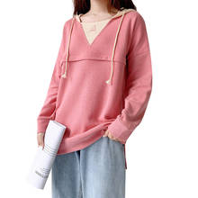 Blusa de maternidade de manga longa, blusa com capuz, cor sólida, amamentação, outono e primavera 2024 - compre barato