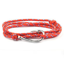 Pulseira de gancho de peixe, bracelete artesanal de corda trançada com pingentes de corda, moda paracord, pulseiras para mulheres, homens, joias, presentes 2024 - compre barato