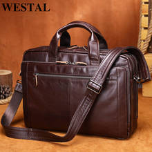 WESTAL-bolsa de viaje de cuero genuino para hombre, bolso de mano, para fin de semana, 9207 2024 - compra barato