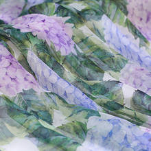 Цветочный цветок гортензии шелк тутового шелкопряда шифоновая ткань 2024 - купить недорого