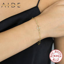 AIDE-pulsera minimalista de Plata de Ley 925 para mujer, brazalete de cadena con cierre Punk personalizado, joyería fina 2024 - compra barato