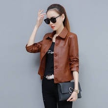 PU Leather Jacket Women Short Coat 2020 Autumn New Korean Loose Fashion All-match Long Sleeve Motorcycle Leather Jacket 2024 - buy cheap