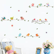 Pássaros coloridos ramo flor adesivos de parede sala estar quarto janela tv fundo parede decalques mural artes decoração do casamento 2024 - compre barato