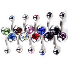 10pcs Crystal Stainless Steel Belly Bar Ring Chic Double Crystal Belly Body Jewelry Piercing Unisex Wholesale Bulk 2024 - buy cheap