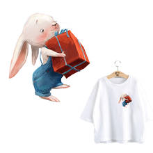 Vinyl Cartoon Cute Gift Rabbit Patch Iron on Transfers For Clothing Stickers on Clothes Rabbits Heat Transfer Patches on Clothes 2024 - buy cheap