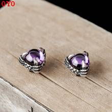 2021 new s925 sterling silver dragon claw amethyst earrings 2024 - buy cheap