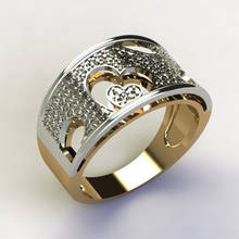 Best Selling Oco Coração das Alianças de Casamento de Luxo Jóias Micro Pave Cristal Amarelo Anel de Ouro para As Mulheres Presente Z5T398 anillos Mujer 2024 - compre barato