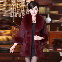 Winter Thick Warm Furry Fox Fur Collar Fur Jacket Women Loose 6 Color Long Faux Rabbit Fur Coat Female Outerwear Casual S-6XL 2024 - buy cheap