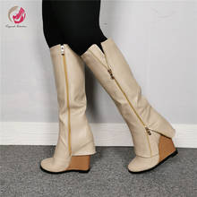 Intención Original Super botas sexis hasta la rodilla mujer punta redonda plataformas plisadas tacones altos moda nuevos zapatos mujer Botas Largas 4-15 2024 - compra barato