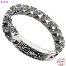 BOCAI-pulsera de plata de ley S925 para hombre, brazalete budista, cadena de mano dominante, amuleto de la suerte 2024 - compra barato