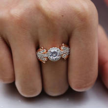 Роскошный женский большой кристалл круглый камень кольцо с фианитом класса ААА обручальное кольцо винтажные вечерние свадебные кольца для женщин 2024 - купить недорого