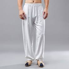 Spring Men Tai Chi Yoga Pant Linen Chinese Traditional Loose Wide Leg Sweatpants Bloomers Casual Jogger Running Workout Gym Pant 2024 - buy cheap