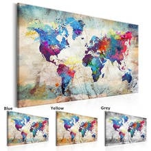 Colourful World Map Canvas Painting Abstract Modern Posters and Prints Cuadros Wall Art Pictures for Living Room Home Decoration 2024 - buy cheap