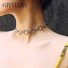 Hollow Heart Chain Choker Necklace Women Jewelry Vintage Creative Minimalist Punk Gold Color Geometric Short Collar Necklaces 2024 - buy cheap