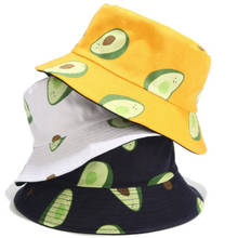 Avocado Cotton Women Reversible Bucket Hat Hip Hop Printed Fruit Spring Beach Panama Hat Summer Hiking Sun Hat Sports Female Cap 2024 - buy cheap