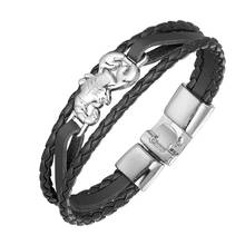 2020 New Fashion Punk Men's Jewelry Head Scorpion Bracelet Black Leather Bracelet & Bangles for Men Women Charm Jewelry Gift 2024 - compra barato