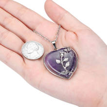 Ayliss Подвеска из натурального камня, Фиолетовый Кристалл, сердце, подвеска, ожерелье с медным цветком, подвеска, ожерелье, ювелирные изделия, подарок на день рождения 2024 - купить недорого