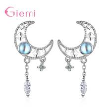 Shimmer Crystal Star Moon 925 Sterling Silver Earrings For Women Charm Dangle Earings Pendientes Jewelry Boucle d oreille Femme 2024 - buy cheap