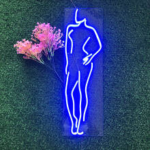 Letreiro feminino de neon com led e personalizado, logotipo de loja artesanal de arte corporal para bar, discoteca, decoração de parede do quarto 2024 - compre barato