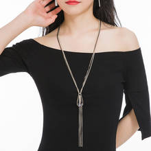 Kpop colar longo com camadas de nome, colar fashion, de cristal, corrente brilhante, joia de festa 2024 - compre barato