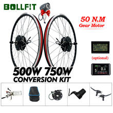 BOLLFIT-Motor de cubo de engranaje trasero para bicicleta eléctrica, Kit de conversión con pantalla LCD3 LCD8H, 36V, 48V, 500W, 750W, 26 y 28 pulgadas 2024 - compra barato