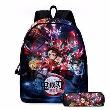 Japan Anime Demon Slayer 2 Pieces Backpacks Teenager Students Boys Girls School Bags Cartoon Kawaii Outdoor Sports Backpak Bags 2024 - buy cheap