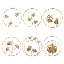 Luxury Wrought Iron Wall Hanging Ornament Gold Round Ginkgo Leaf Metal Style Round Background Wall Decoration Living Room Decor 2024 - buy cheap