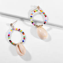 Fashion shell drop earrings for women bohemian multicolor beads circle pendant statement earring jewelry gir gift 2019 2024 - buy cheap